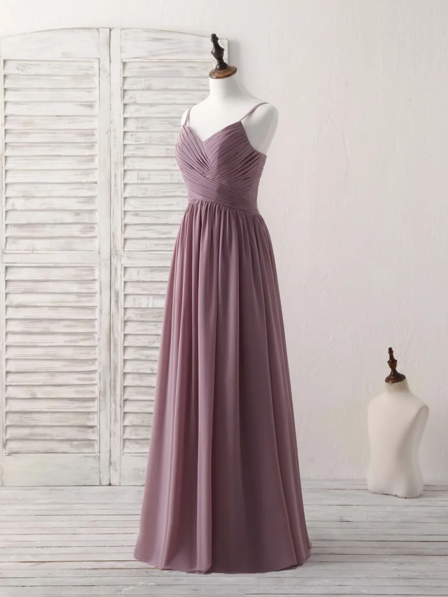 Simple V-Neck Chiffon Bridesmaid Dress: Elegant Long Prom Gown for Women - Bild 3