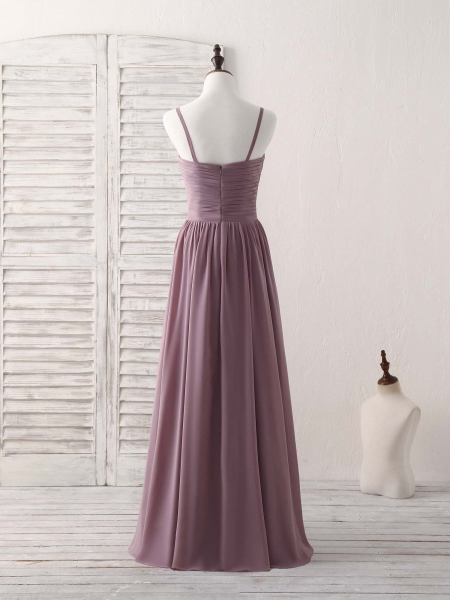 Elegant V-Neck Chiffon Bridesmaid Dress: Simple Long Prom Gown in Dark Pink - Bild 4