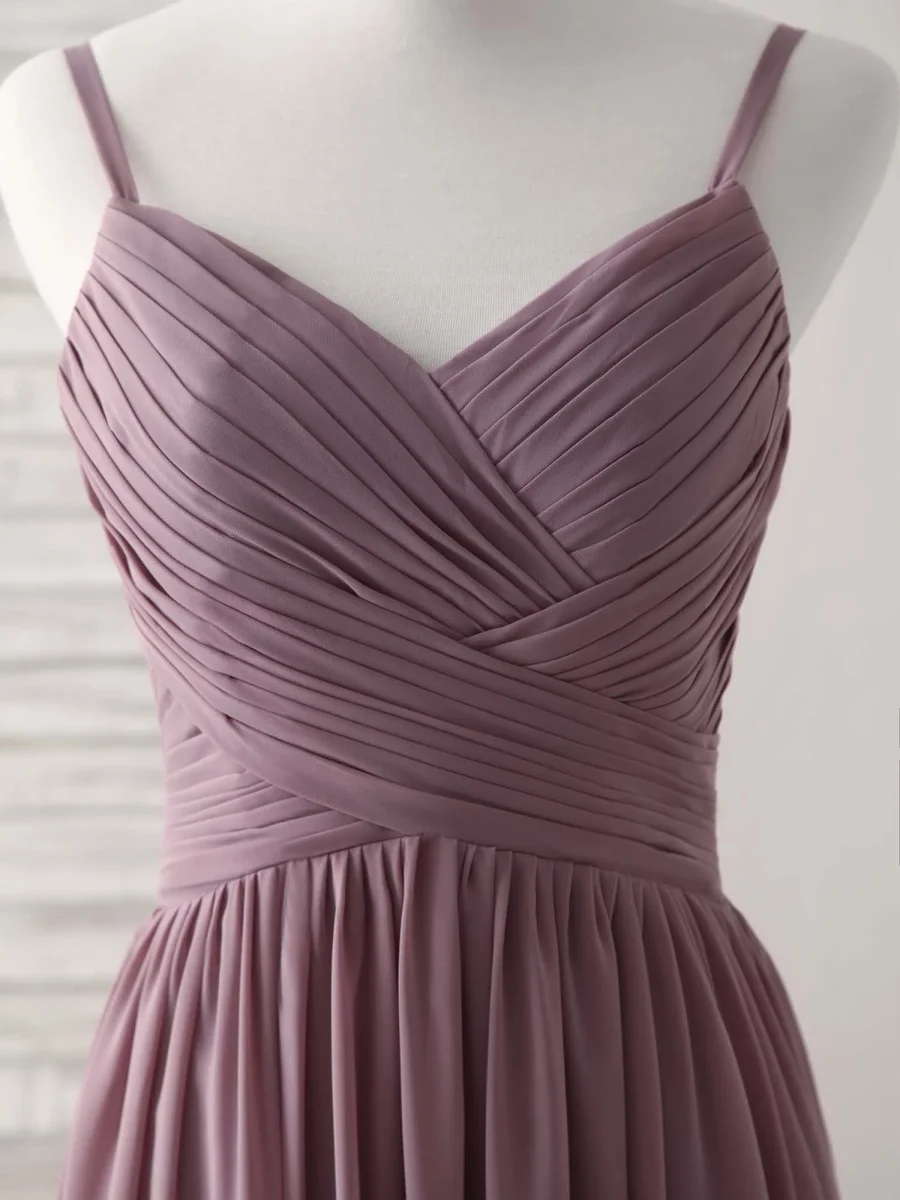 Elegant V-Neck Chiffon Bridesmaid Dress: Simple Long Prom Gown in Dark Pink - Bild 5