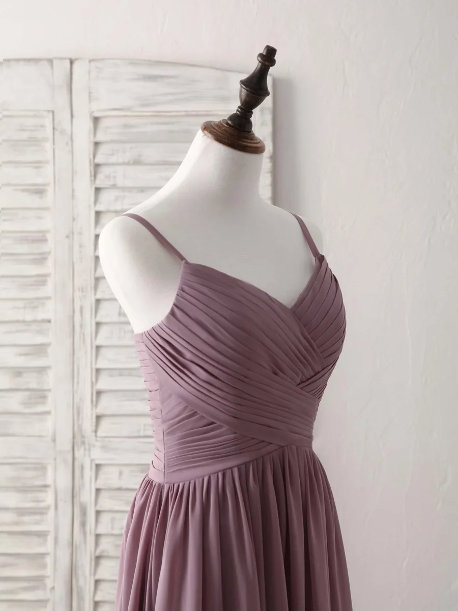 Elegant V-Neck Chiffon Bridesmaid Dress: Simple Long Prom Gown in Dark Pink - Bild 6