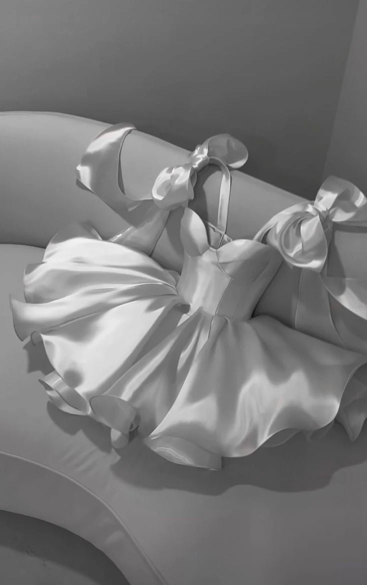 Satin White Homecoming Short Party Dress - Bild 5