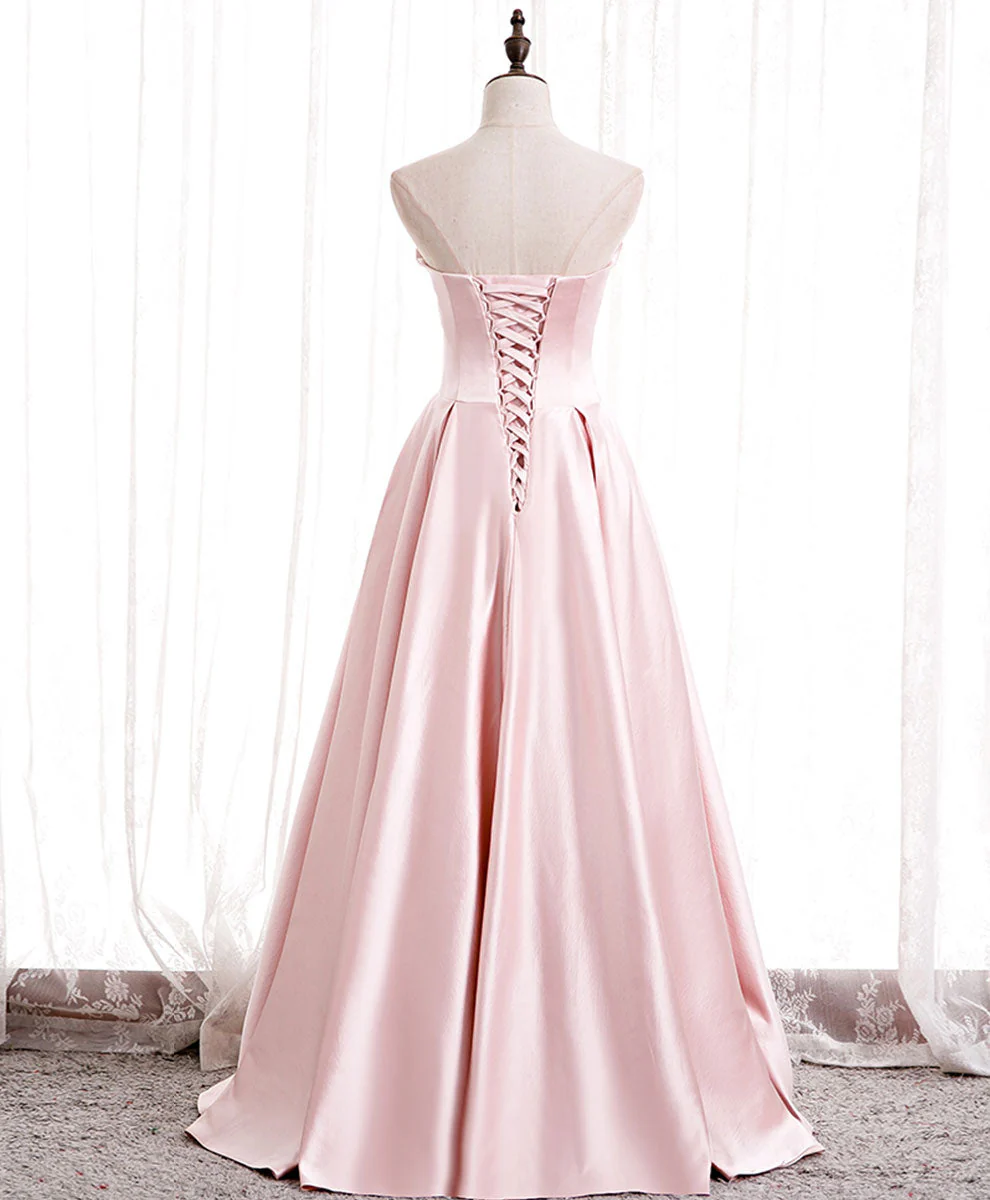 Beautiful Simple Pink Satin Long Prom Dress - Bild 4