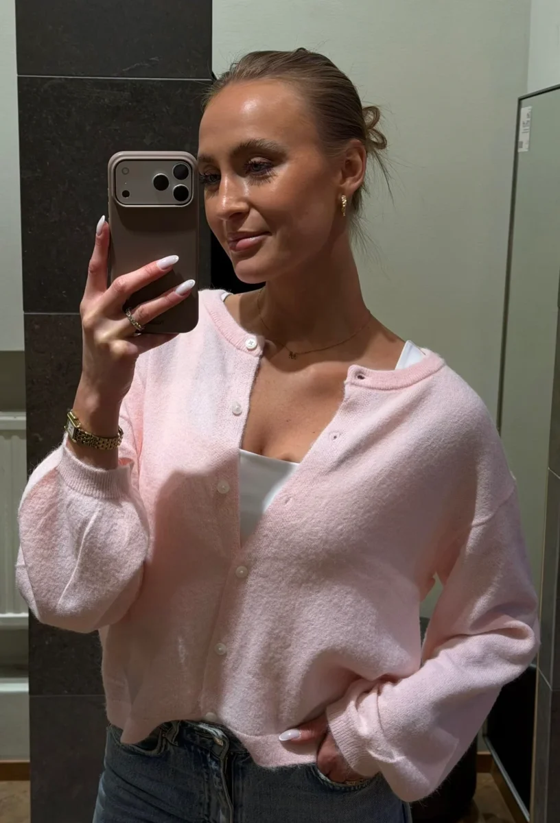 PCNAOMI Knit Cardigan - Roseate Spoonbill