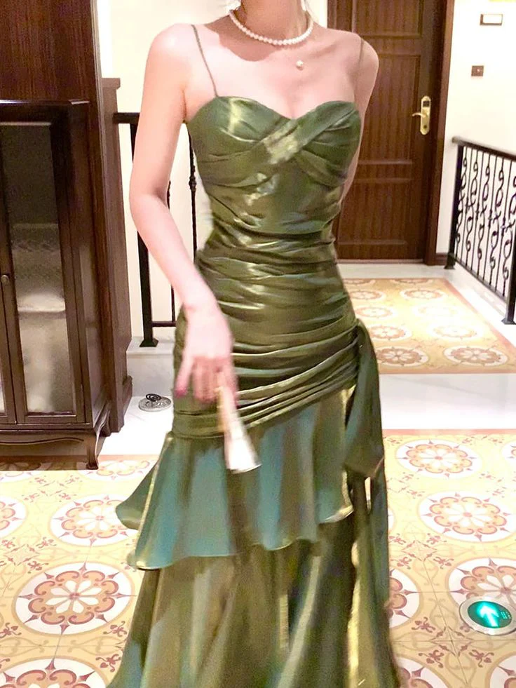 Chic Green Strap Sweetheart Long Formal Evening Prom Dress - Bild 5
