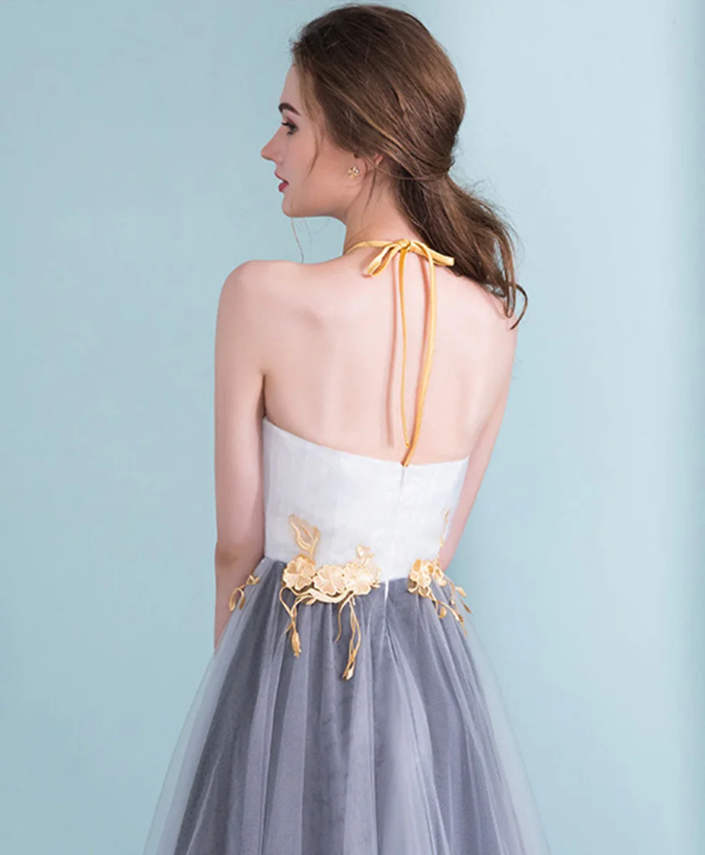 Stunning Gray Gradient Halter Neck Tulle Evening Dress - Bild 4