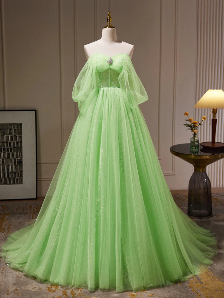 Lime Green Romantic See Through Tulle Ball Gown Prom Dress Formal Dress - Bild 2