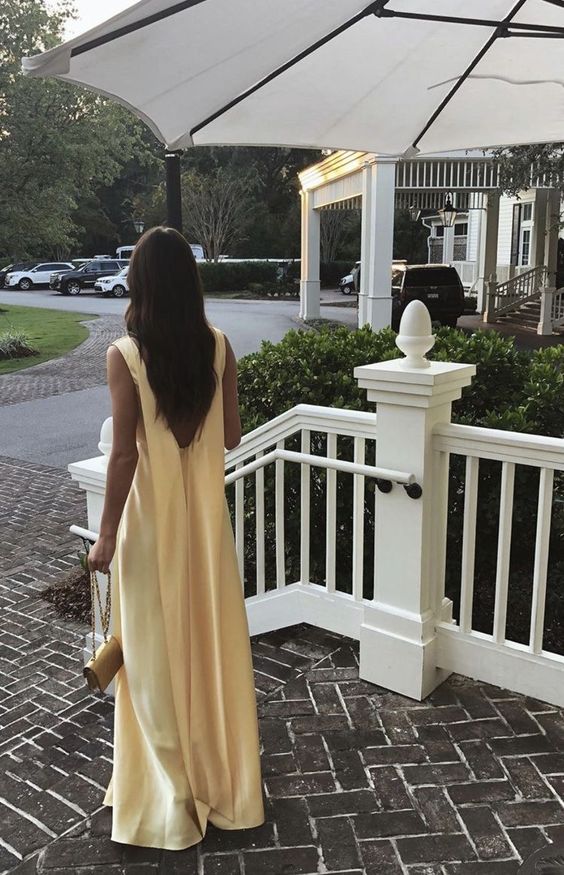 Elegant Yellow Long A Line V Neckline Prom Dresses - Bild 4