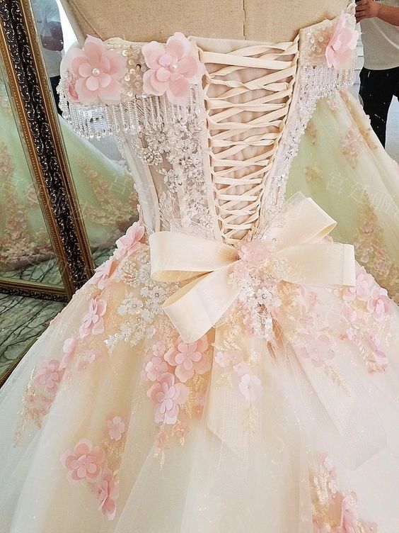 Elegant Beaded Sweet 16 Prom Dresses Pink Lace Ball Gown - Bild 4