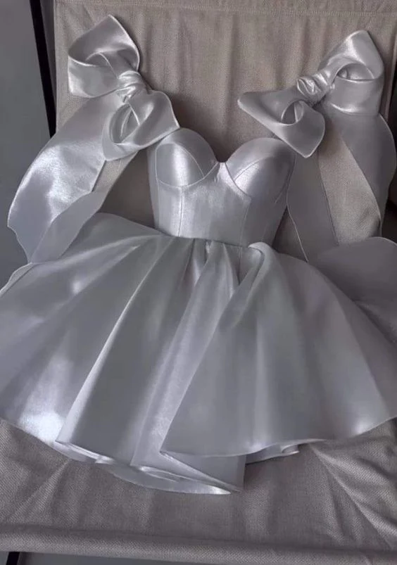 Satin White Homecoming Short Party Dress