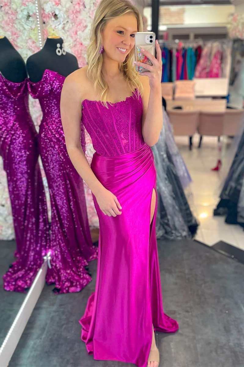 Mermaid Lace Off-the-Shoulder Long Corset Formal Dress with Slit - Bild 4