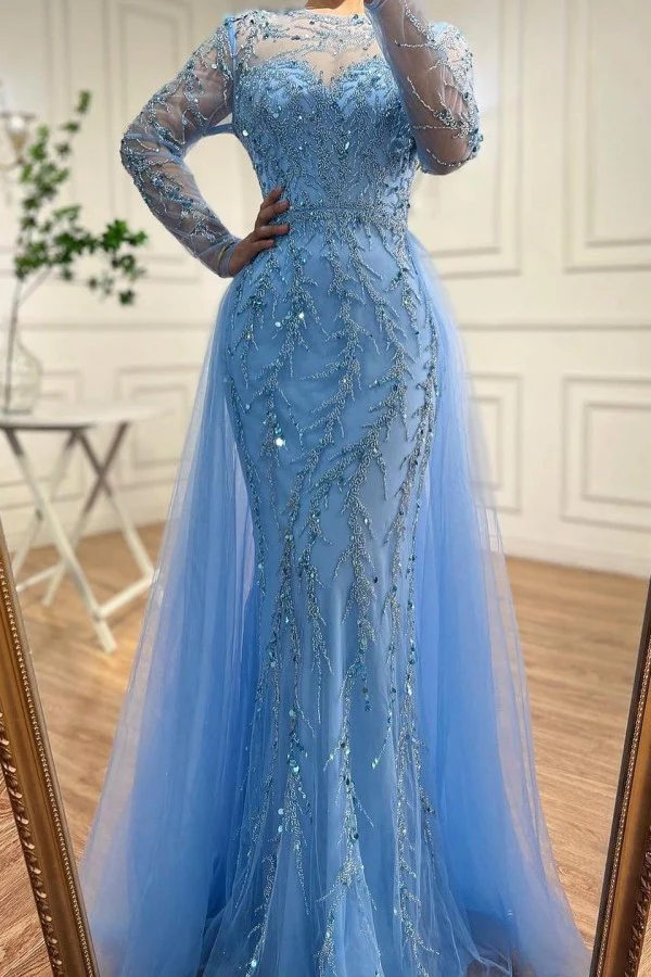 Elegant Dark Green Sweetheart Mermaid Prom Dress with High Slit and Crystals