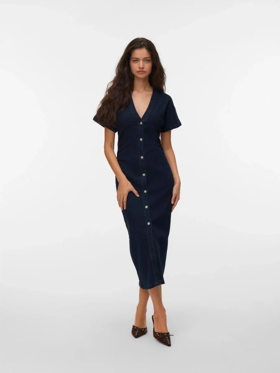 VMSANNI Long Dress - Dark Blue Denim - Bild 2