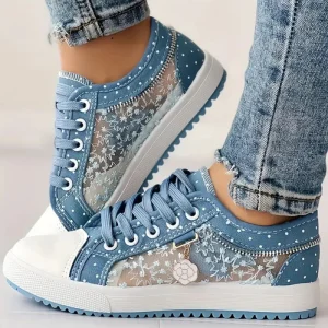 Ortopediska Sneakers Dam Snörning Promenad