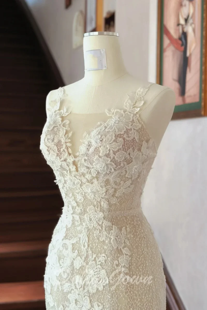 Charming Lace Appliques See Through Slight Mermaid Wedding Dress - Bild 5