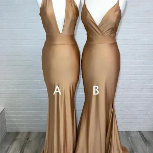 Guld brudtärna klänningar | Guld Tight Bodycon Balklänning