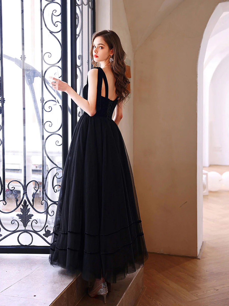 Elegant Black Sweetheart Tulle Floor-Length Prom Dress with Lace-Up Back - Bild 7