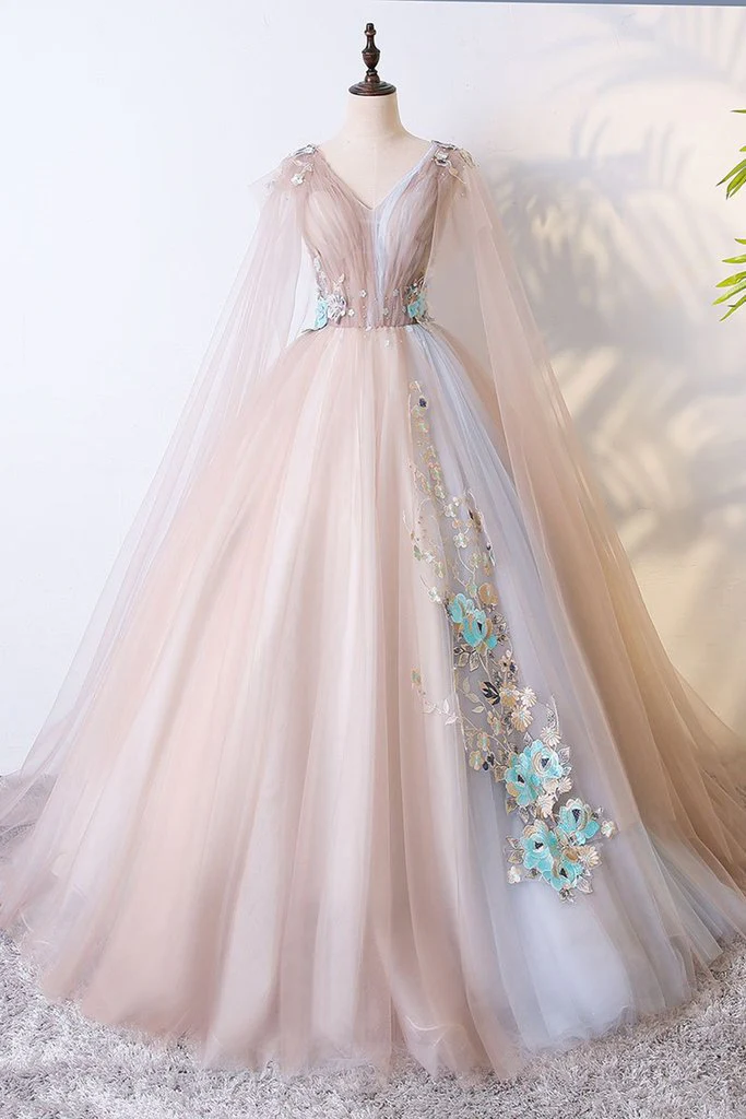 Romantisk Princess Tylle Champagne Ball Dress Klänning - Bild 2