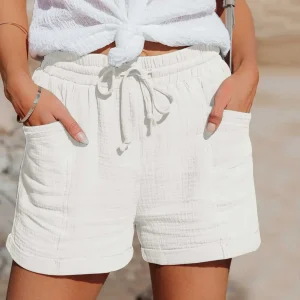 Sara | Shorts Dam Resårmidja Med Knyt