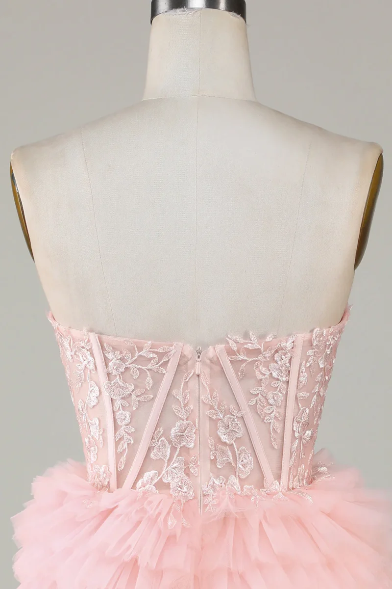 Elegant Pink Sweetheart A-Line Homecoming Dress with Ruffles and Tulle - Bild 6