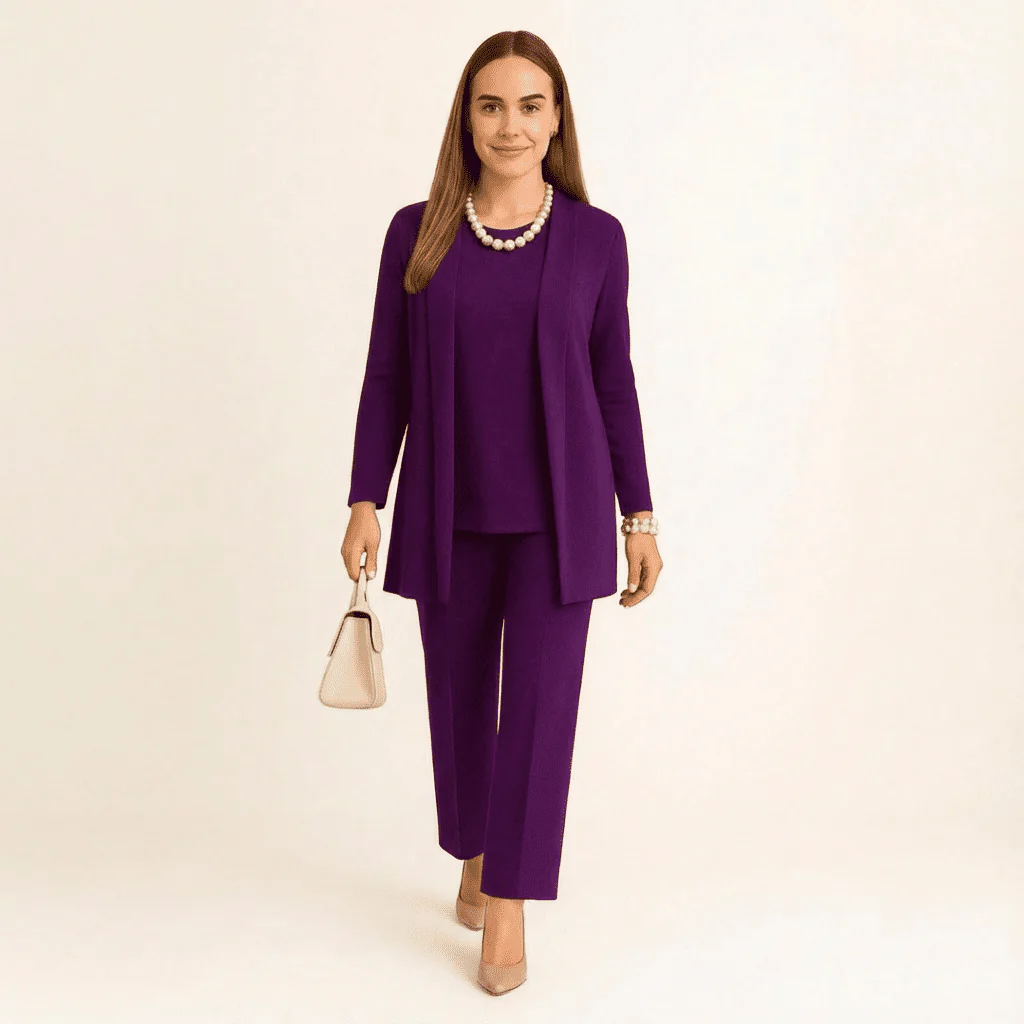 Clara | Set Dam 3-Delat Cardigan Top Byxor - Bild 9