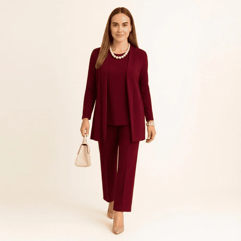 Clara | Set Dam 3-Delat Cardigan Top Byxor - Bild 3