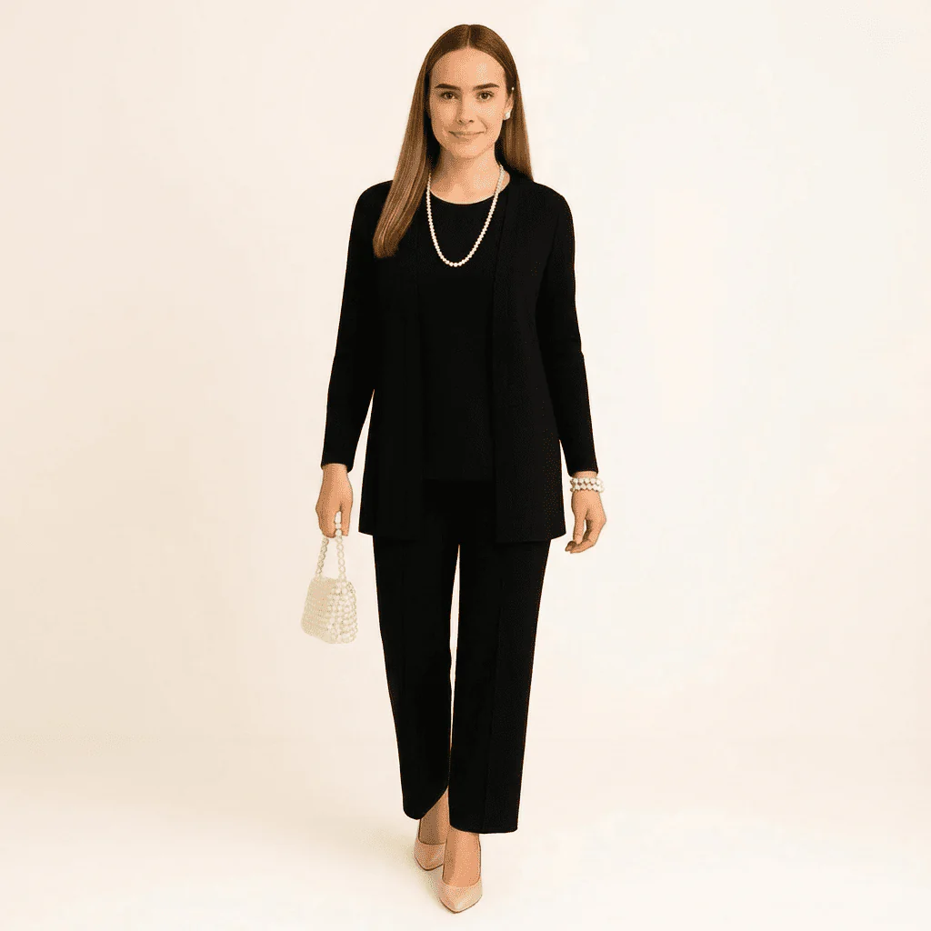 Clara | Set Dam 3-Delat Cardigan Top Byxor - Bild 2