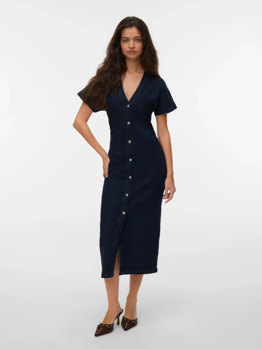 VMSANNI Long Dress - Dark Blue Denim - Bild 7