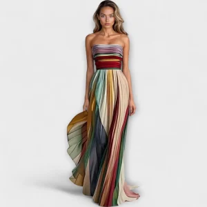 Sofia | Klänning Dam Strapless Plisserad